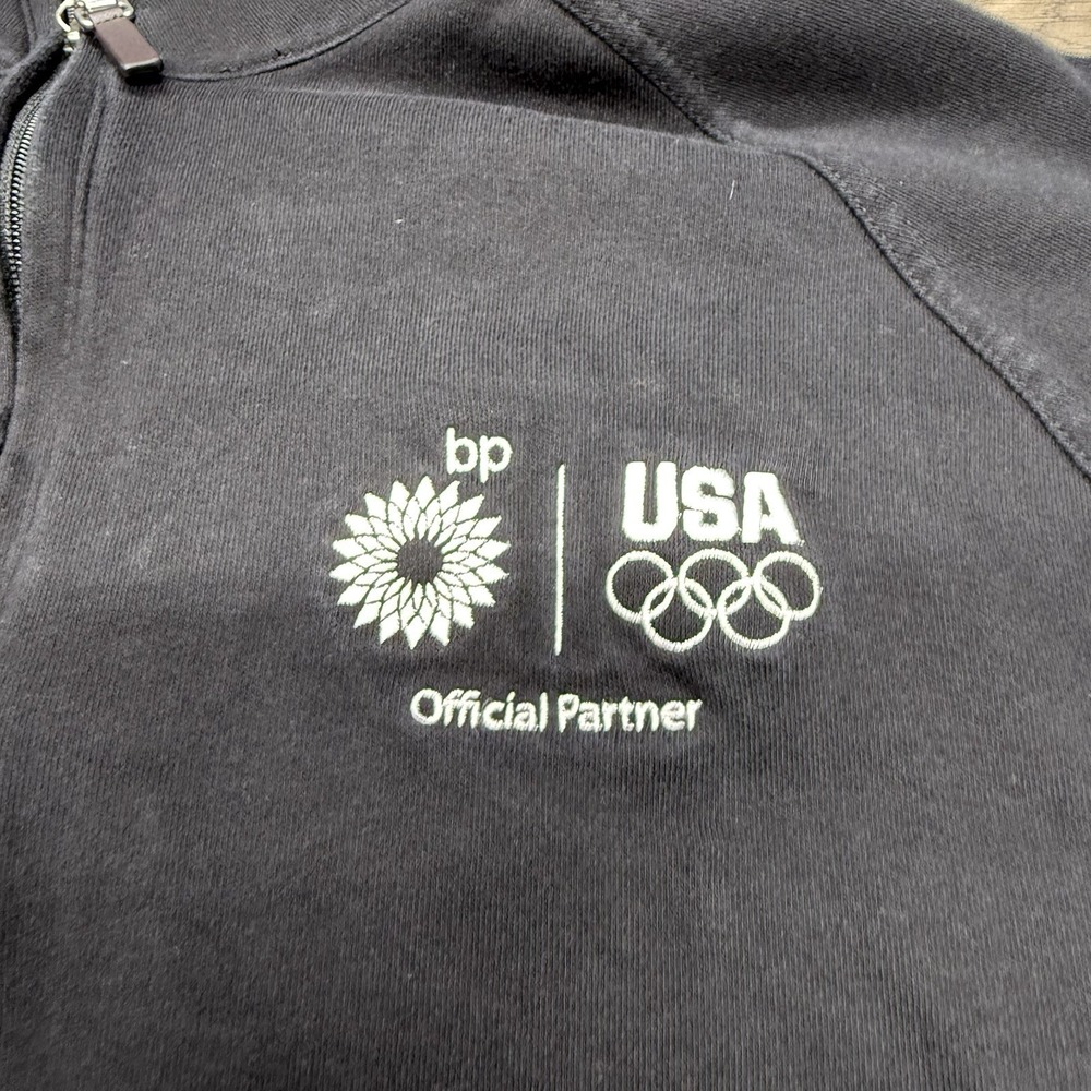 Fairway & Greene Large Black 1/4 Zip Pullover Golf Sweater USA Olympics - Picture 3 of 9